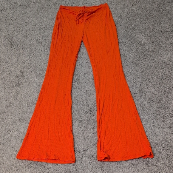 Women's Orange Flared Pants - Picture 1 of 4